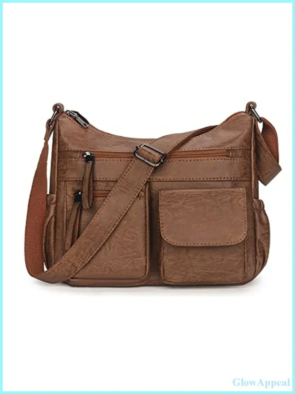 Faux Leather Hobo Crossbody Shoulder Bag Multi Pocket Messenger Tote